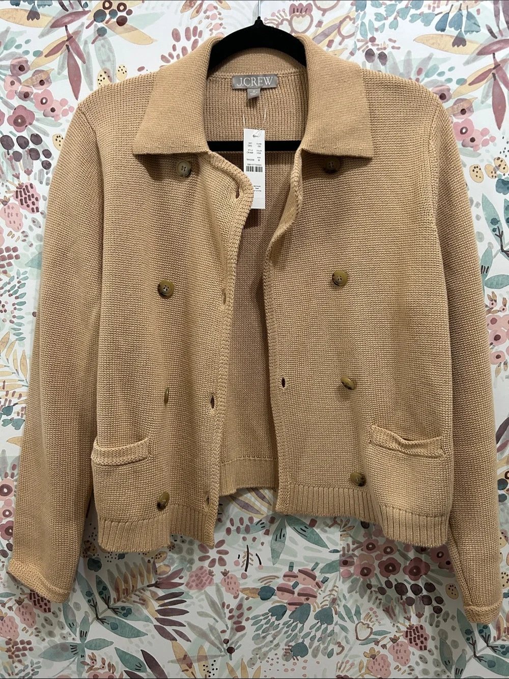 J. Crew NWT Marielle Crop Cardigan Jacket Size Medium Knit Cotton In Camel Tan